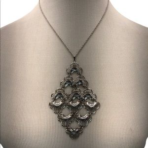 Vintage Sterling Large Statement Pendant  Necklace